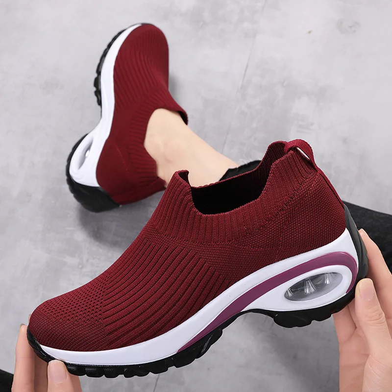 Women Wedge Platform Air Cushion Running Mesh Sneaker Shoes 3