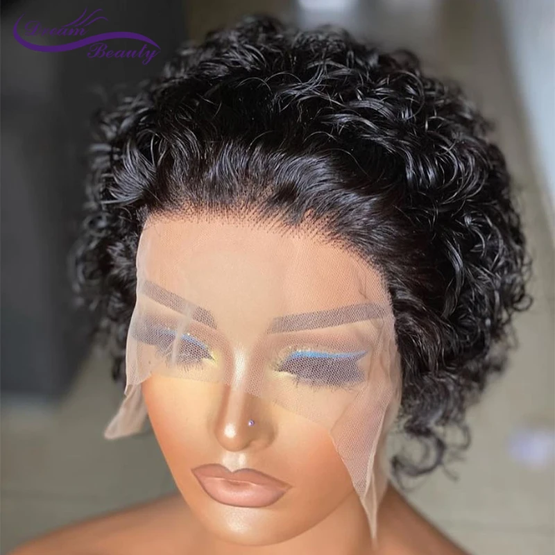 Парик фея из человеческих волос Короткие вьющиеся человеческие волосы парики