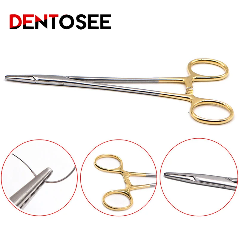 

14cm Needle Holder Pliers Mosquito Tweezer Gold Dental Forcep Surgical Instrument For Dental Orthodontic