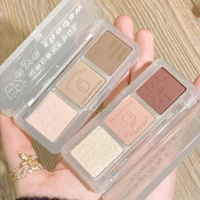 three color eyeshadow plate beginner small plate portable pearlescent matte glitter peach earth color affordable eye makeup tool