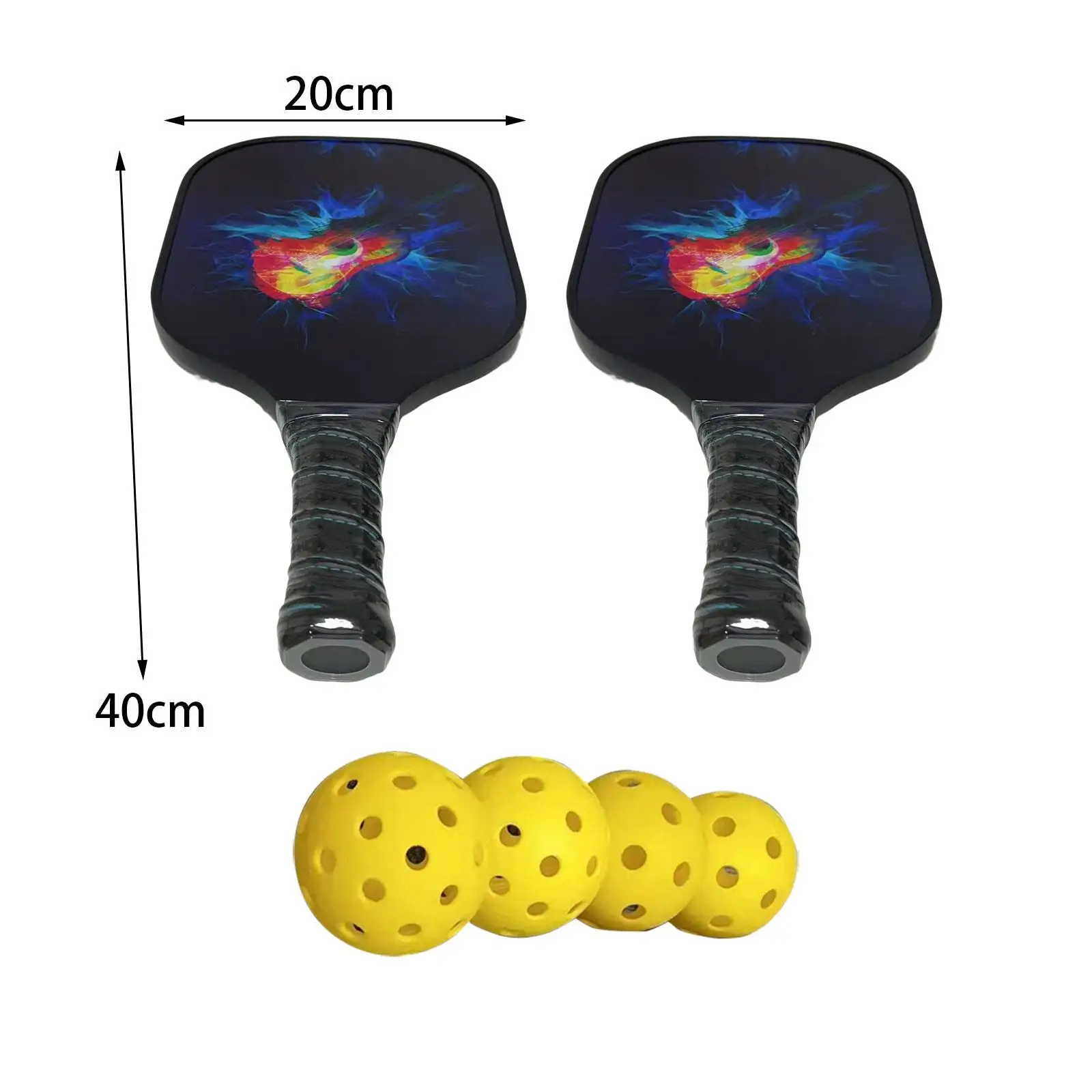 

Набор ракеток для пиклебола, 2 ракетки, 4 Мяча Для пиклебола, удобные захватывающие Ракетки Для турнира внутри и вне помещения