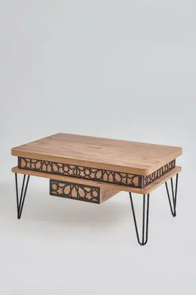 

Modern lux Melek-1 Lux Metal Pedestal Drawer Smart Coffee table, Desk, Dining table Pine coffe table