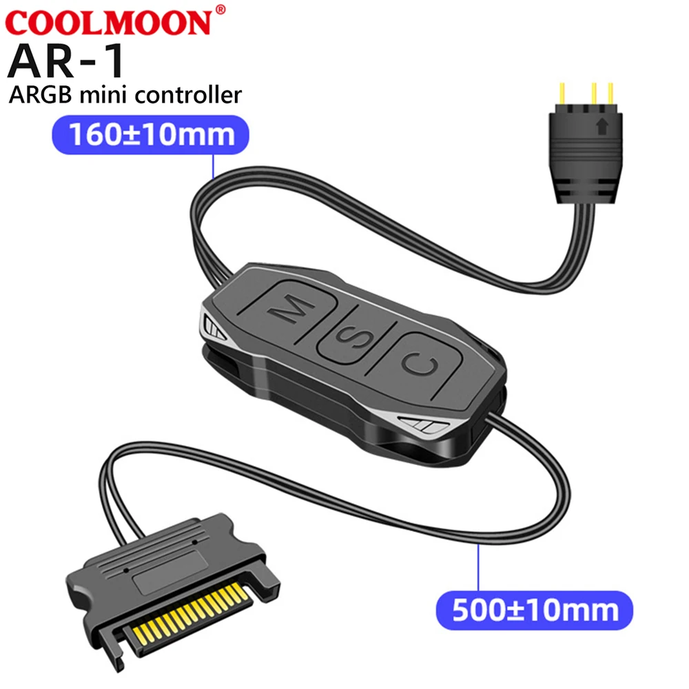 Мини-контроллер COOLMOON RGB 5 В 3 контакта блок питания SATA