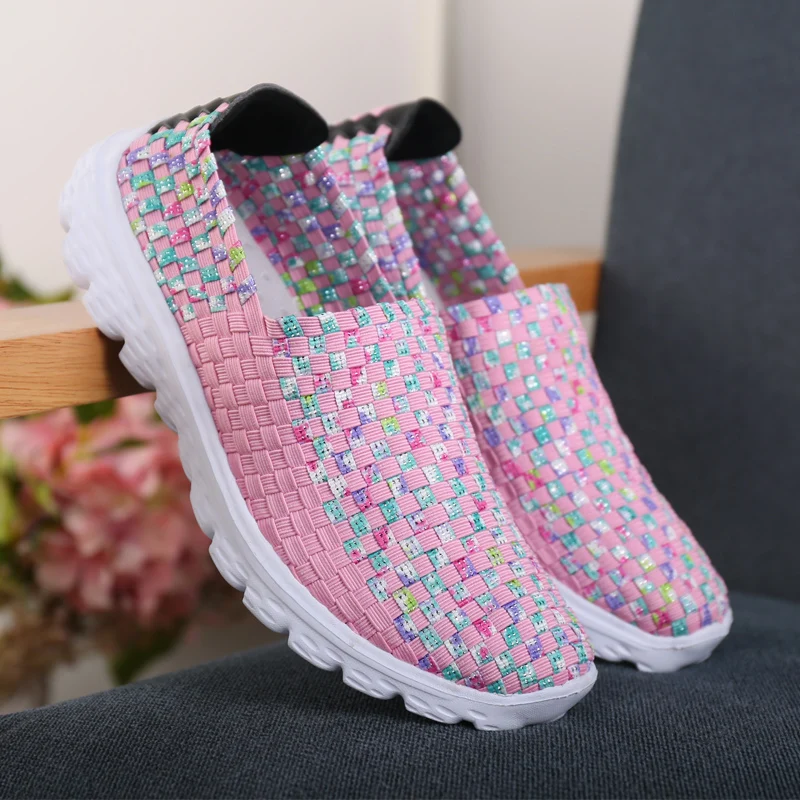 

Summer Braid Beach Lazy Shoes Women Casual Weave Soft Slip on Outdoor Flat Lofers Size 35-41