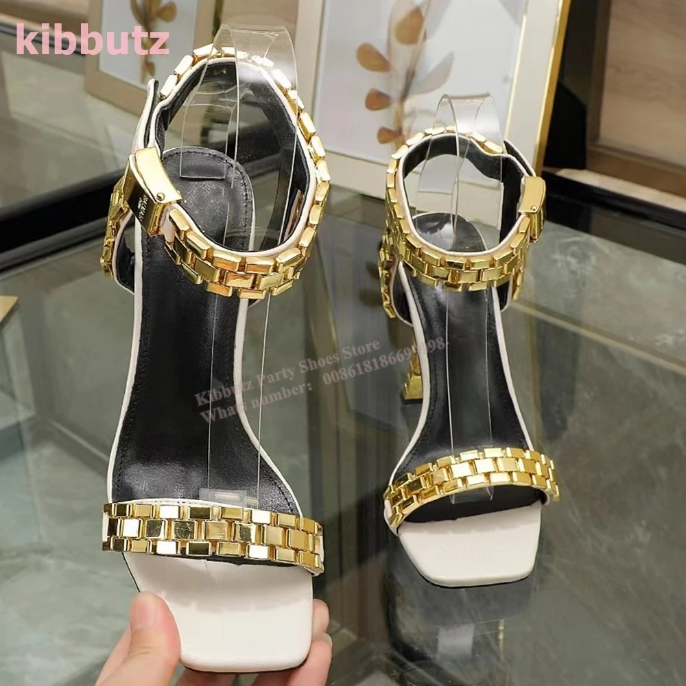 Металлические часы с цепочкой странные каблуки пряжка на лодыжке однотонная