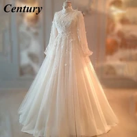 a line wedding dresses appliques wedding gown beading wedding party dress muslim wedding dress bridal dress ivory bridal gown