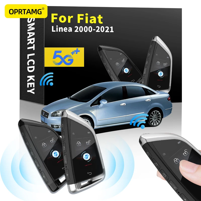 

OPRTAMG для Fiat Linea 2000-2021, модифицированный умный ЖК-ключ, бесключевой доступ, Автомобильный ключ с ЖК-экраном, однокнопочный запуск, пульт дистан...
