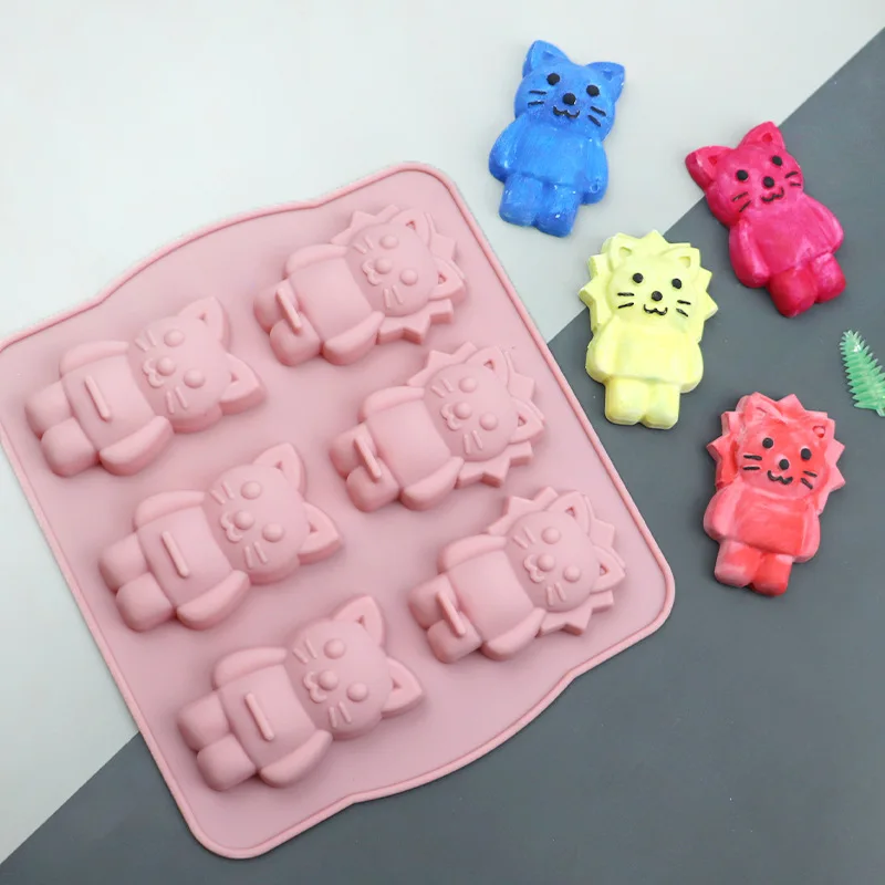 Новое поступление силиконовая форма для мыла в виде льва и кота ручной работы