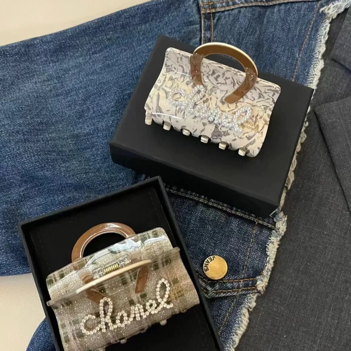 

Зажим для волос YHJ в Корейском стиле Женский, милая сумочка-тоут, зажим для волос из ацетата, аксессуары для волос в клетку