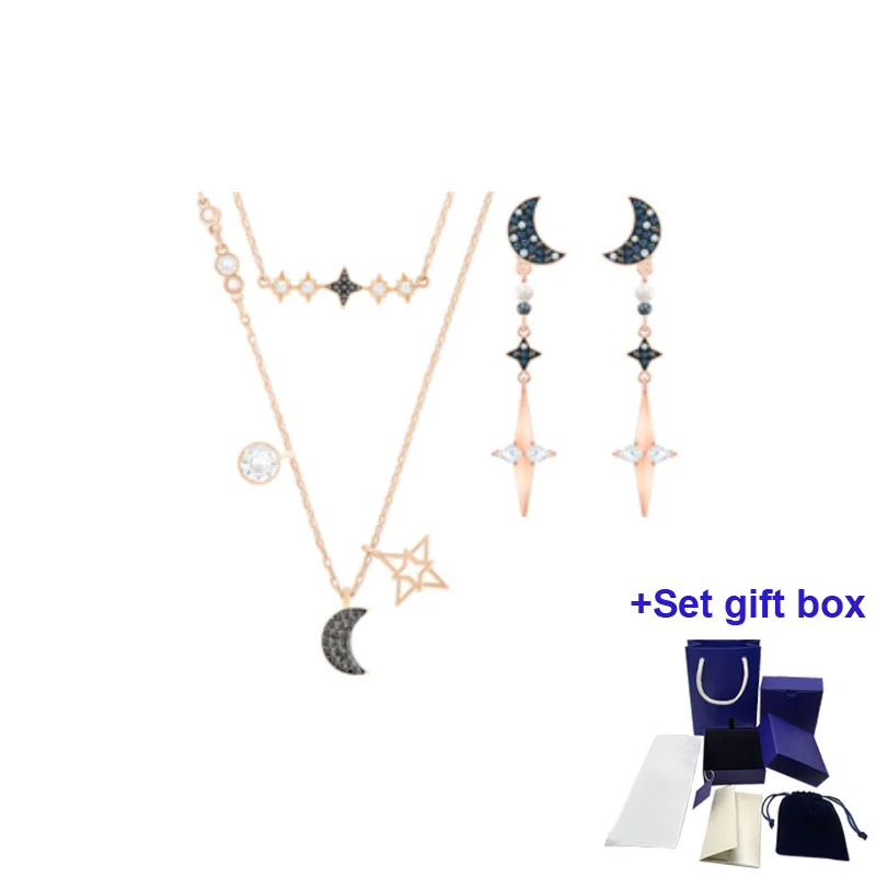 

SWA Moon Star High Quality Jewelry Necklace Earrings Set, The First Choice for Holiday Gifts To Express Your Heart