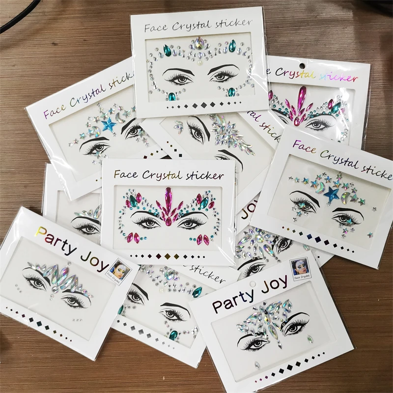 

1pc Sexy Face Tattoo Stickers 3D Glitter Temporary Tattoos Fake Tattoo Rhinestones for Woman Party Face Decoration Face Jewels