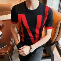 2022 brand clothing mens high quality slim fit short sleeved sweatersmen of letters printing leisure sweater plus size s 4xl