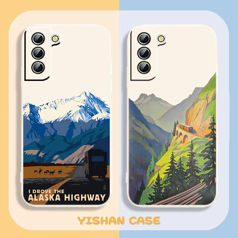 

Beautiful landscape snow mountain Phone Case For Samsung Galaxy S22 S21 S20 Pro FE S10 Note 20 10 Plus Ultra Liquid Rope Cover