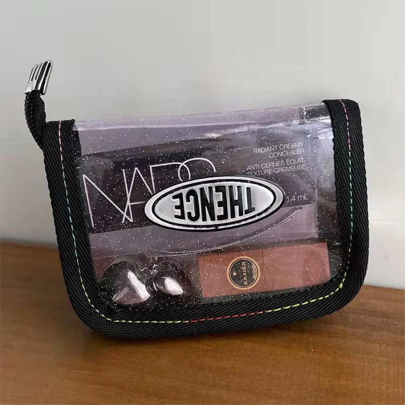 Laser transparent cosmetic bag ins style American retro stationery storage coin purse card holder Promotion | Канцтовары для офиса