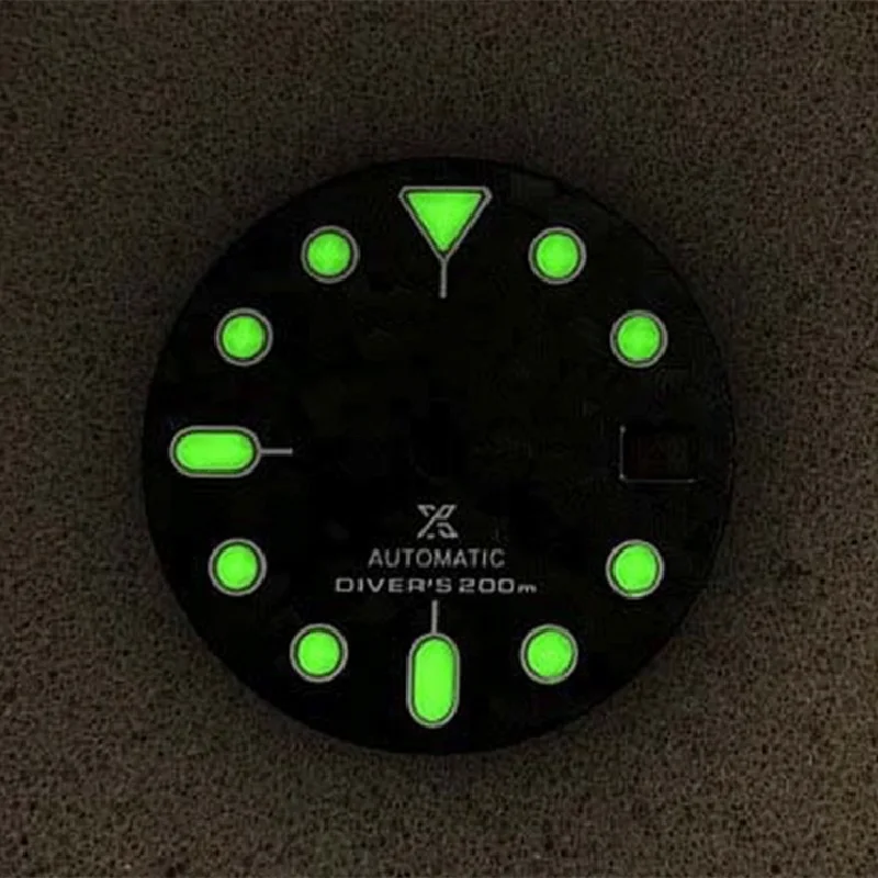 Watch Accessories Watch Dial 28.5MM Convex Scale Dial Green Luminous Suitable for NH35/36/4R/7S Movement