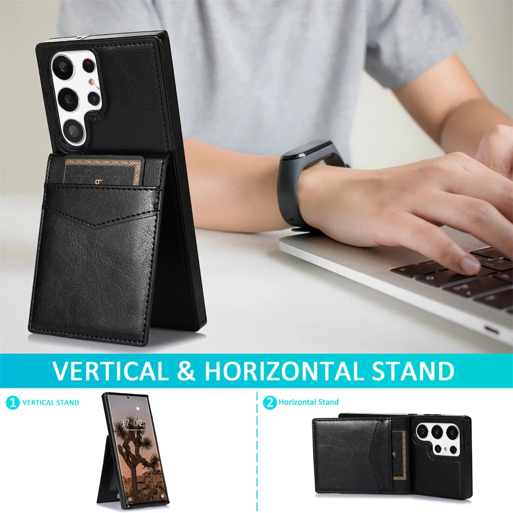 Чехол-книжка с держателем для карт Samsung Galaxy S24 S23 S22 S21 S20 Plus + Note 20 Ultra FE A73 A54 A53 A52S A52 A33