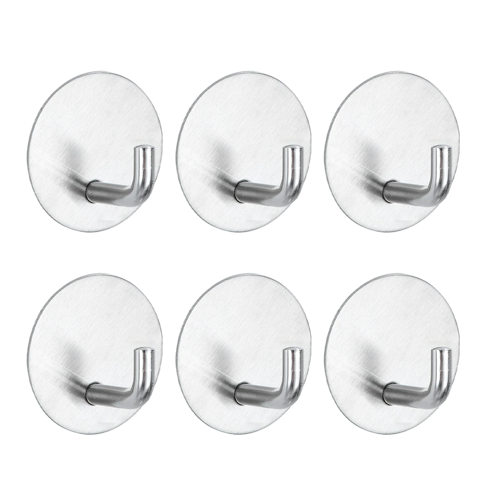 

6pcs Waterproof Towel Hanging Key Holder Stainless Steel No Drill Home Office Round Wall Hook Space Saving Toilet Self Adhesive