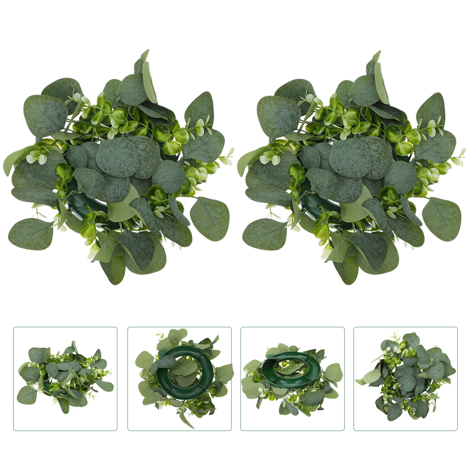 

Wreathwreaths Decor Rings Mini Doorholder Eucalyptus Green Front Pillar Leaves Forwreathes Round Leaf Tealight Wedding Fake