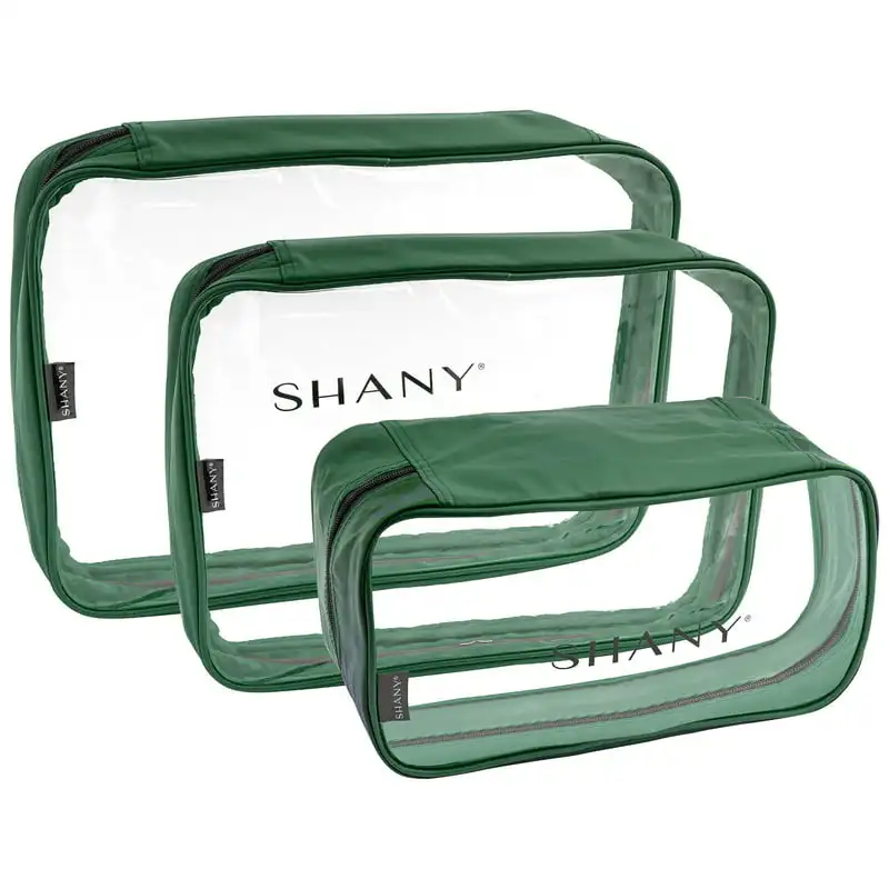 

Cosmetics Organizer 3-Piece Set - Transparent Makeup Toiletry Bag - Assorted Make Up Storage Bags - Set Of 3 - OLIVE