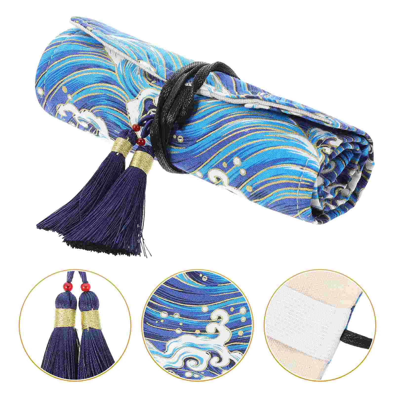

Crochet Storage Bag Crochet Hook Case Knitting Case Toolkit Brush Case Polyester Cotton Roll Up Bag Holder Travel