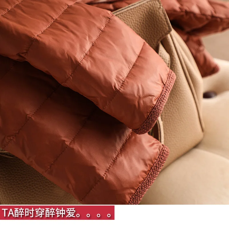 Luxury High Quality Thin 90% White Duck Down  Autumn/Winter  Office Lady  Casaco Feminino Inverno 2022  Pockets Covered Button