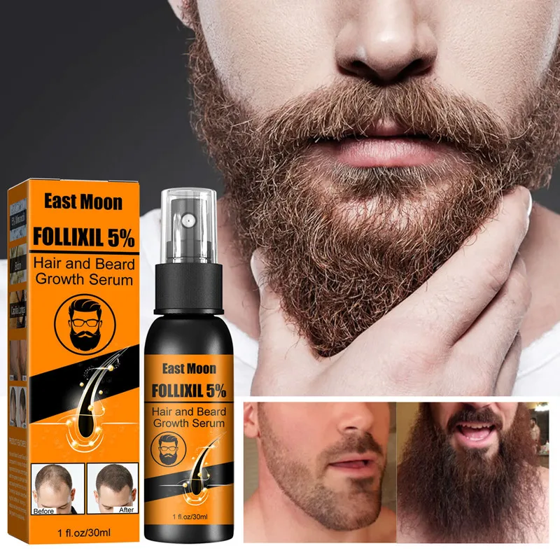 

5% Minoxidil Spray with Biotin，Beard Growth Serum - Treatment for Stronger Thicker Longer Hair for Men and Women 30ML