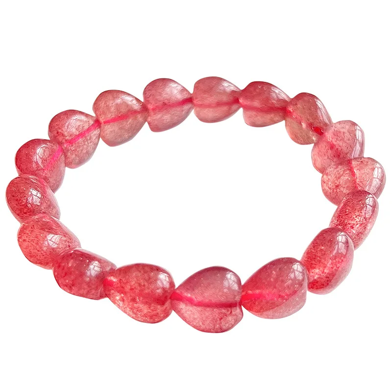 

Wholesale Red Strawberry Natural Crystal Bracelet Pigeon Blood Heart Beads Hand Row For Girl Women Gift Stone Fashion Jewelry