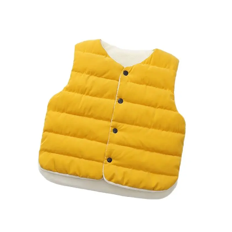 

Kids Vest For Boys Solid Round Collar Soft Warm Down Vest Girl Sleeveless Children Winter Waistcoat For 1-6Y TZ649