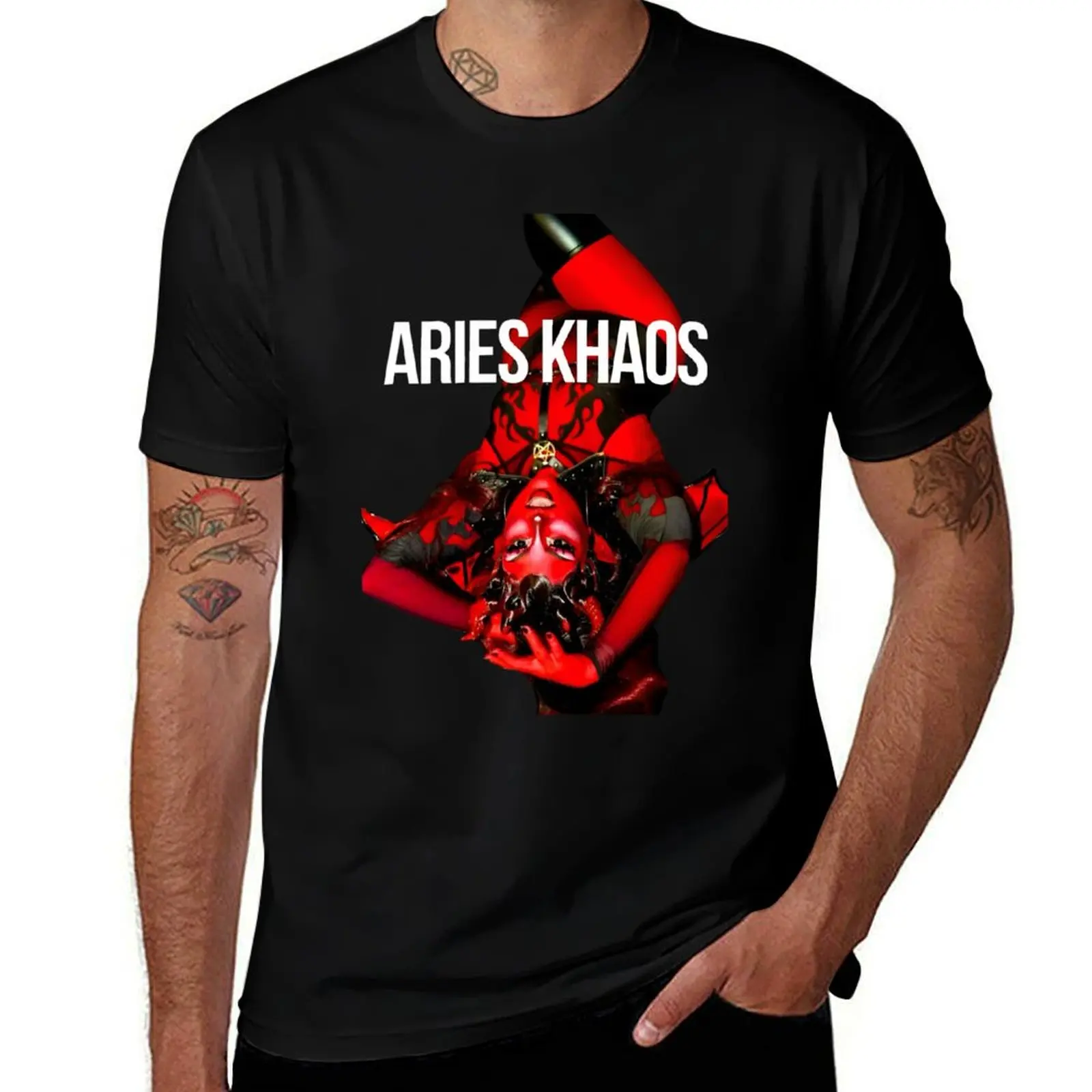 Фото Футболка Aries Khaos Upside Down, базовый топ с короткими рукавами больших размеров №1