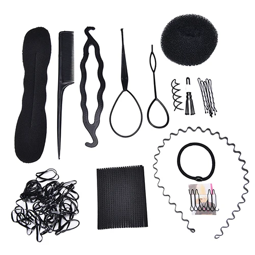 

13pcs/Set DIY Styling Tools Hair Braider Magic Twist Bun Comb Pins Clips Sponge Roller Maker Styler For Girl Women
