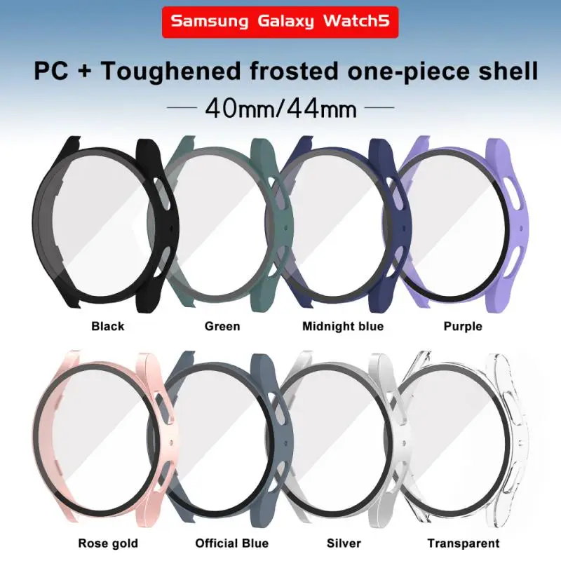 

2022 чехол для часов Samsung Galaxy Watch 5 44 мм 40 мм, чехол из закаленной пленки + матовый защитный бампер из поликарбоната, защитный чехол для часов 5