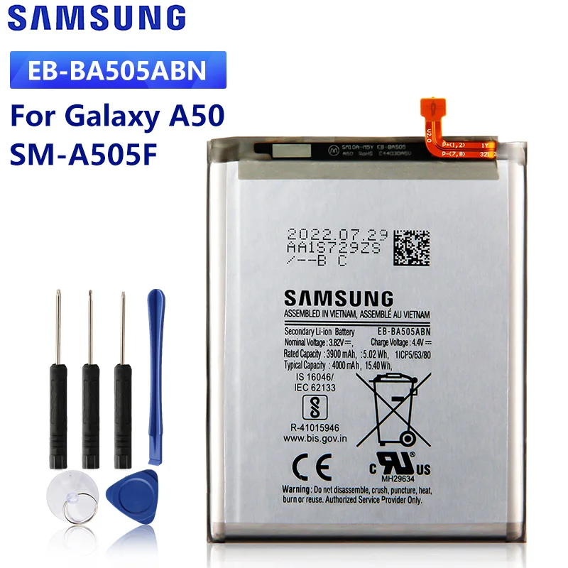 Оригинальный сменный аккумулятор SAMSUNG EB-BA505ABN для Samsung Galaxy A50, A505F, SM-A505F, A30s, A30, A20, SM-A205FN, 4000 мА · ч