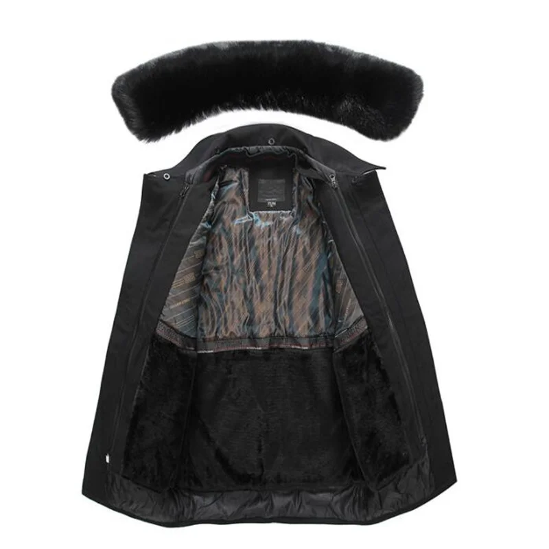 winter warm jacket men coat Cotton clothes Removable liner fur collar Short down jacket thick Plus velvet Middle-aged b292