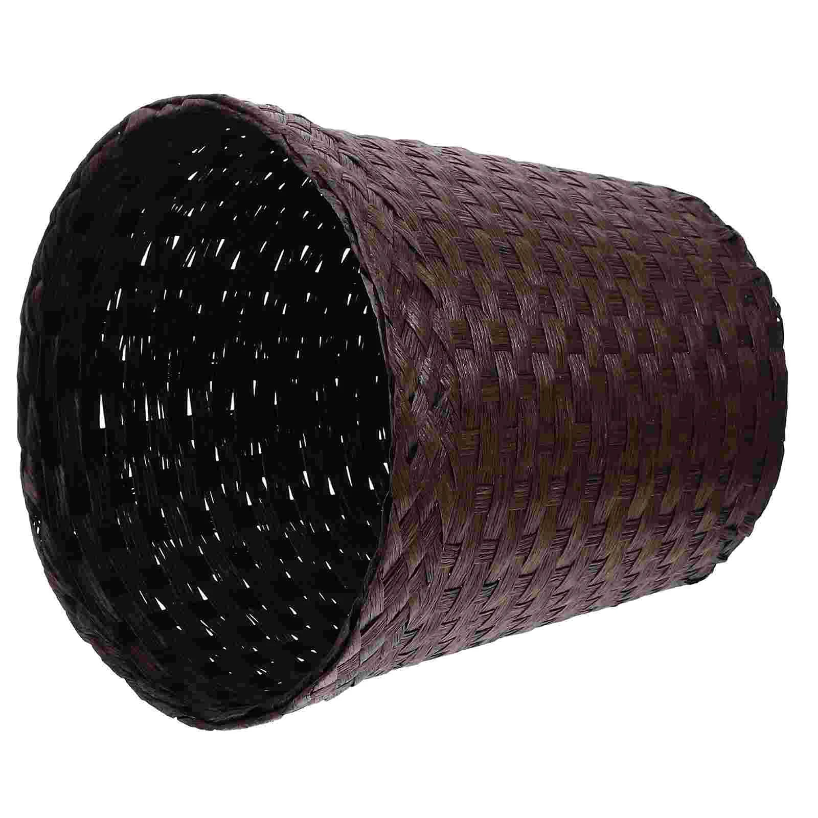 

Basket Can Trash Woven Waste Wicker Storage Basketsrattan Garbage Wastebasket Bathroom Bin Bedroom Laundry Paper Small Office