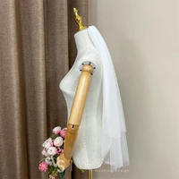 vk skaikru whiteivory wedding veil with comb two layer waist short length wedding bridal veil cut edge wedding veils for brides