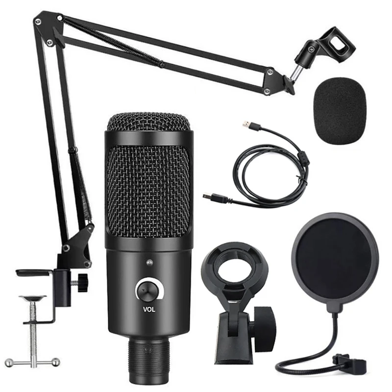 

360°Universal Desktop Bedside Cantilever Stand Live Broadcast K Songs USB Condenser Microphone Set Support For PS4 Games