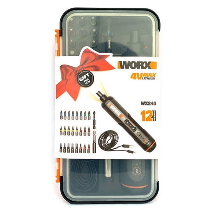 Worx Mini Electrical Screwdriver Set with 26 Drill Bit WX240 4V Built-in Lithium USB Charger for Electrician Repairman Carpentry