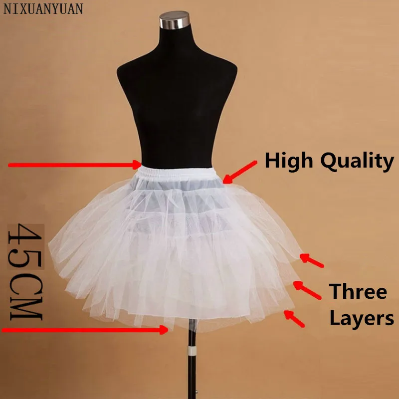 In Stock Three Layers Children Petticoat without Hoops Kid Crinoline For Flower Girl Dresses White Black Little Girl Petticoat