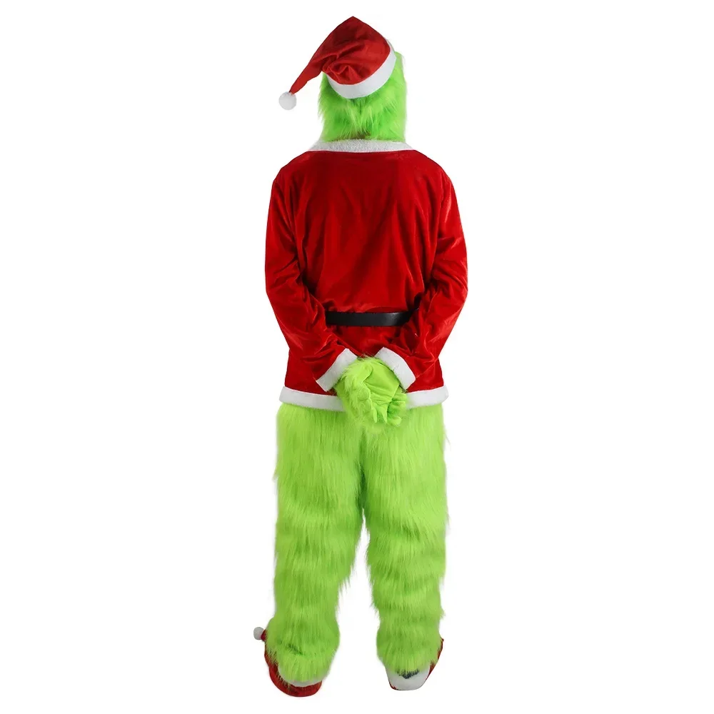 Аниме Зеленый Наряд Одежда Grinch Косплей Костюмы Санта-Клауса Хэллоуин Клаус Шляпа