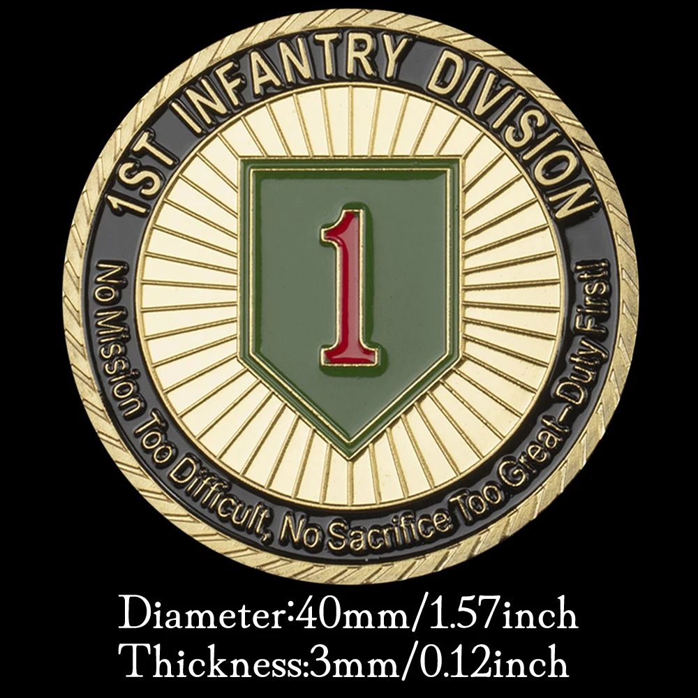 1-е пехотное подразделение США памятная монета Отдел армии сувенир позолоченная