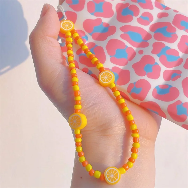 

ins Summer Fashion Mobile Phone Chain Women Trendy Fruit Telephone Pendant Anti-Lost Lanyard For Phone Case Charm Jewelry Gift
