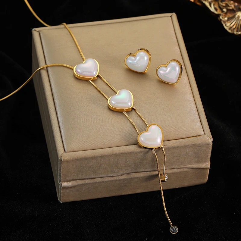 EILIECK длинное ожерелье из нержавеющей стали с подвеской в виде сердца цепочка змеи