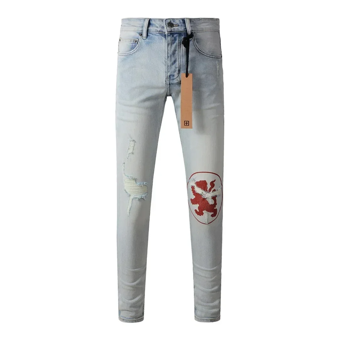 Новая мода KSUBI Cross Jeans Мужские американские светло-голубые трендовые эластичные