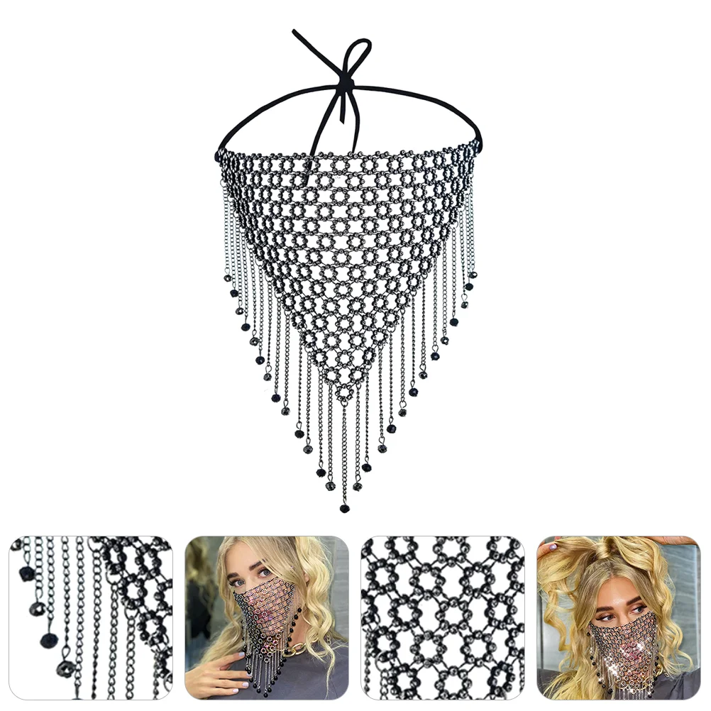 

Одноразовая Маскарадная маска-занавеска, фата с кристаллами и цепочкой, для ночного клуба, для косплея