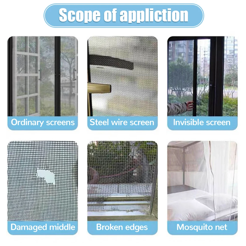 Window Net Anti-mosquito Mesh Screen Repair Tape Repair Broken Hole Window Waterproof Patch Net Self-adhesive Mesh Tape Tools