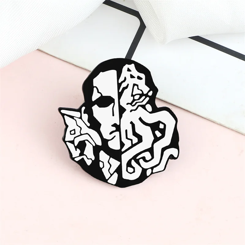 Мужские броши с разделенным лицом ролевые комиксы ужасов эмалированная булавка