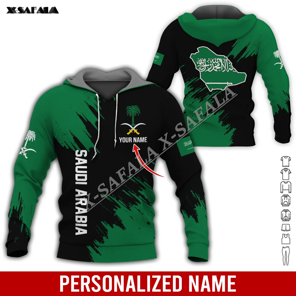 

Green Saudi Arabia COAT OF ARMS Flag 3D Printed Zipper Hoodie Man Pullover Sweatshirt Hooded Jacket Jersey Tracksuits Clothes