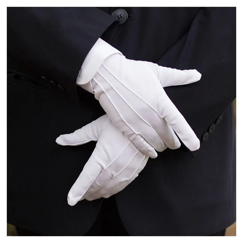1 Pair White Cotton Inspection Work Gloves Women Men Household Gloves Coin Jewelry Lightweight Gloves Serving/Waiters/drivers images - 6