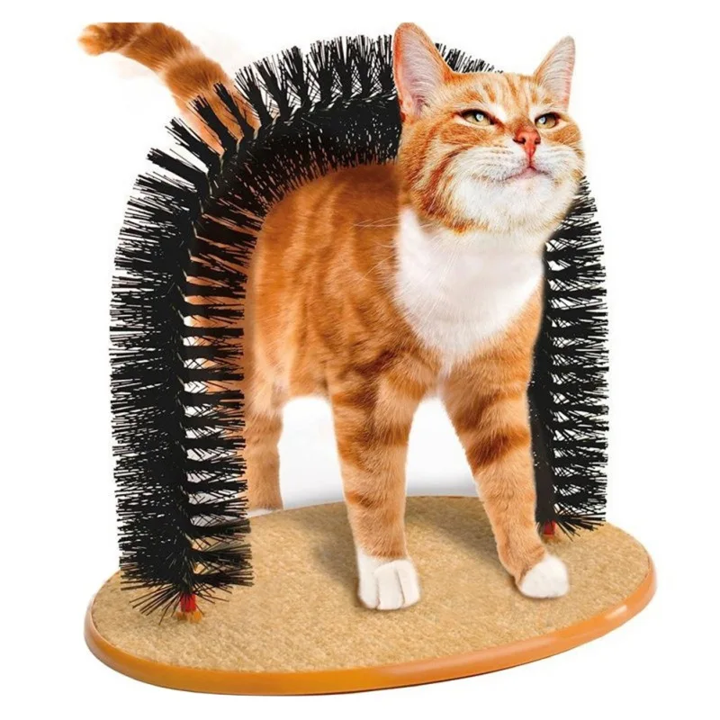 

Massaging Arch Cats Massager Pet Cat Itching Grooming Supplies Round Fleece Base Kitten Toy Scratching Device Brush High Quality