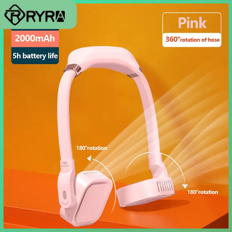 

4000mAh Mini Fan Neck Fan Portable Lazy 360°rotation Neck Mute Fan USB Rechargeable Electric fan Cooling Fan